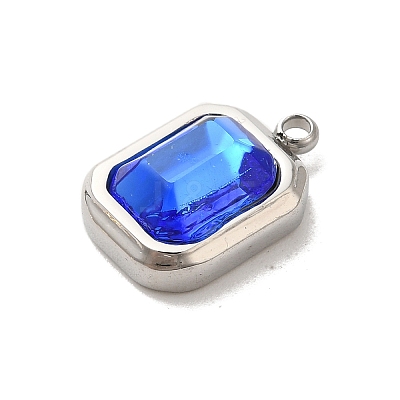 304 Stainless Steel Glass Pendants STAS-L022-062P-07-1