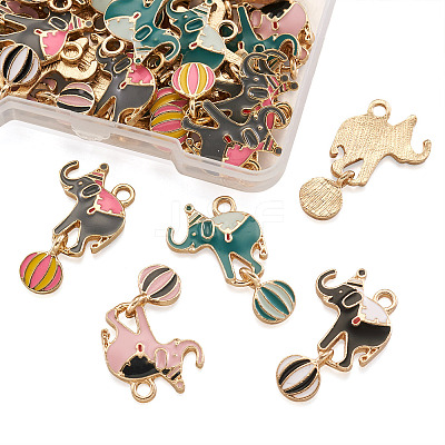 32Pcs 4 Colors Zinc Alloy Enamel Pendants ENAM-TA0001-25-1