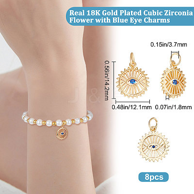 8Pcs Brass Micro Pave Cubic Zirconia Charms KK-BBC0004-71-1