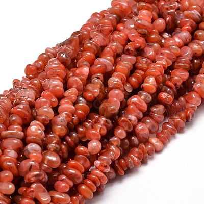 Dyed Natural Carnelian Chip Beads Strands G-E271-74-1