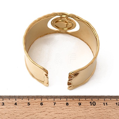 304 Stainless Steel Enamel Cuff Bangles for Women BJEW-B166-02G-1