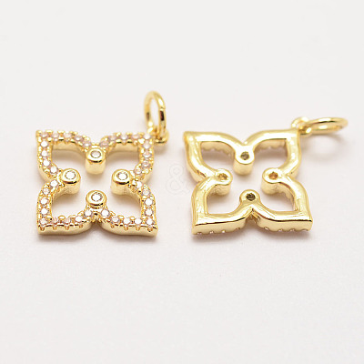 Brass Micro Pave Grade AAA Cubic Zirconia Pendants X-ZIRC-G090-44G-NR-1