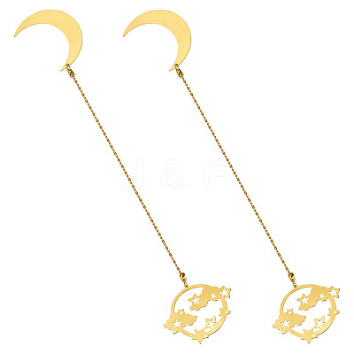 Brass Moon & Star Charms Bookmarks AJEW-TAC00030-1