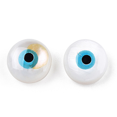 Evil Eye Natural Freshwater Shell Beads SHEL-F001-35-1