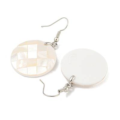 Rack Plating Brass Natural White Shell Dangle Earrings EJEW-N055-52A-1