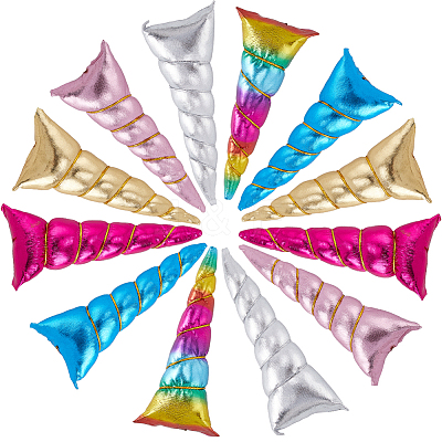 12Pcs 6 Colors Cloth Unicorn Horn Headdress Findings FIND-GF0007-39-1