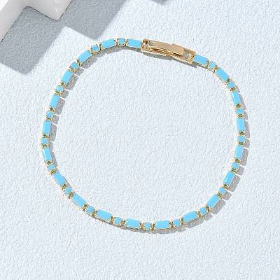 Synthetic Turquoise Tennis Bracelets KK-CBA964F-01G-03-1