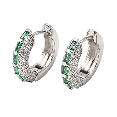 Brass Micro Pave Cubic Zirconia Hoop Earrings KK-CBA8324-22P-03-1