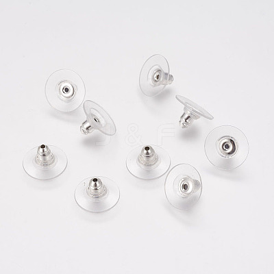 Brass Bullet Clutch Earring Backs KK-EC129-S-1