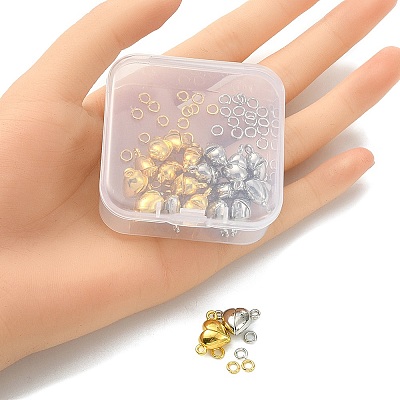 20Pcs 2 Colors Heart Alloy Magnetic Clasps FIND-YW0003-23-1