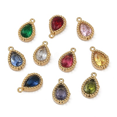 Ion Plating(IP) 304 Stainless Steel Micro Pave Cubic Zirconia Charms X-STAS-K256-20G-1
