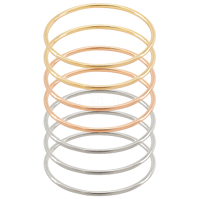 7Pcs 3 Color 304 Stainless Steel Thin Wrap Bangles Set for Women BJEW-BC0001-17-1