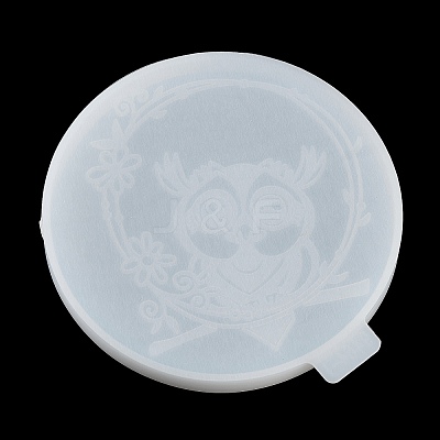 Flat Round with Owl & Flower DIY Cup Mat Silicone Molds SIL-F007-06A-1