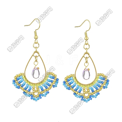 Handmade Glass Seed Beads Dangle Earrings EJEW-FS00077-1