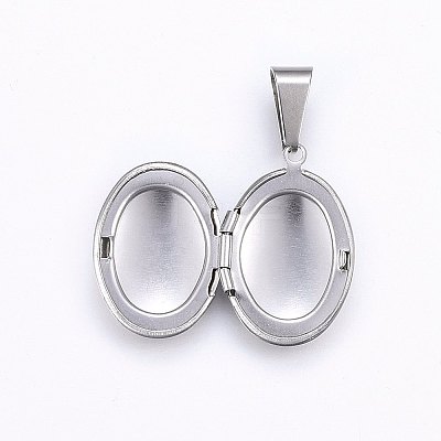 Tarnish Resistant 304 Stainless Steel Locket Pendants STAS-O103-31P-1
