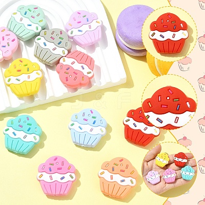11Pcs 11 Colors Ice Cream Silicone Focal Beads SIL-YW0003-63-1