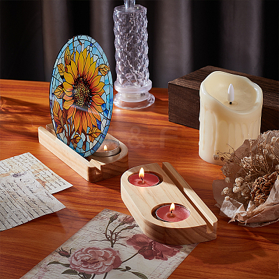 Wood Candle Holder DIY-WH0699-09C-1