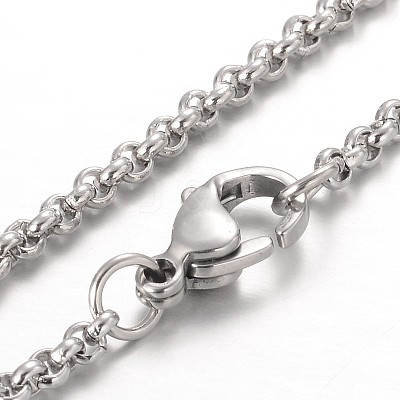 Non-Tarnish 304 Stainless Steel Rolo Chain Necklaces X-NJEW-JN01228-02-1