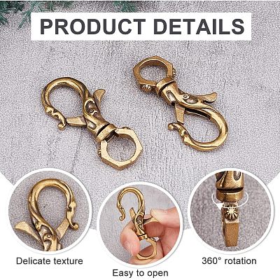 2Pcs Tibetan Style Brass Lobster Claw Clasp FIND-AR0002-51-1