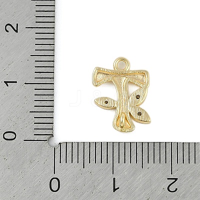 Brass Crystal Rhinestone Letter Links Connector Charms KK-S395-06G-T-1