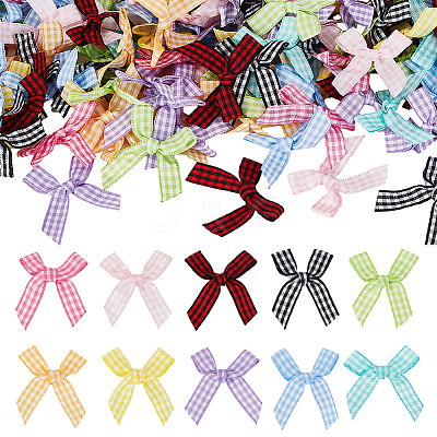 200Pcs 10 Colors Tartan Pattern Polyester Ribbon Bowknots DIY-PH0013-86-1