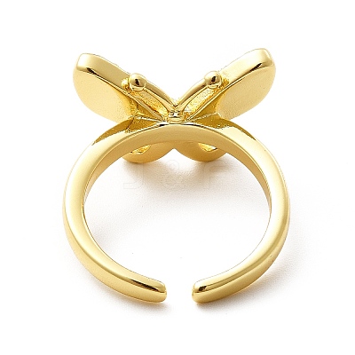 Cubic Zirconia Butterfly Open Cuff Ring KK-H439-48G-1