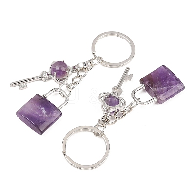 Natural Amethyst Pendant Keychains KEYC-A016-01P-11-1