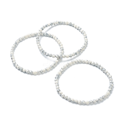 Synthetic Howlite Beaded Stretch Bracelets BJEW-D446-A-10-1