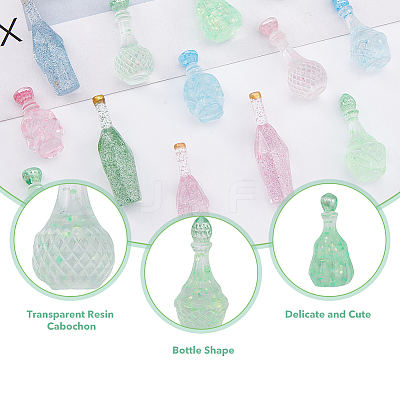 120Pcs 15 Styles Dummy Bottle Transparent Resin Cabochon RESI-DC0001-08-1