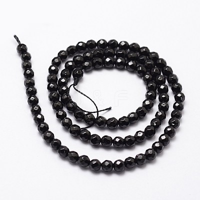 Natural Dyed & Heated Black Onyx Beads Strands X-G-D840-22-4mm-1