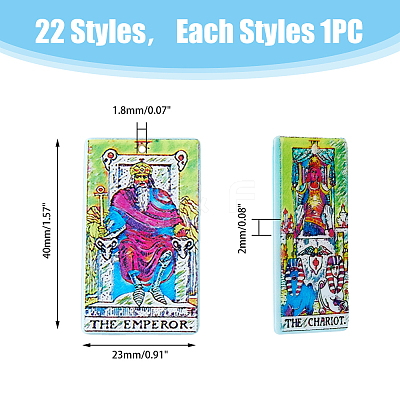 22Pcs 22 Style Printed Acrylic Pendants OACR-DC0001-22B-1