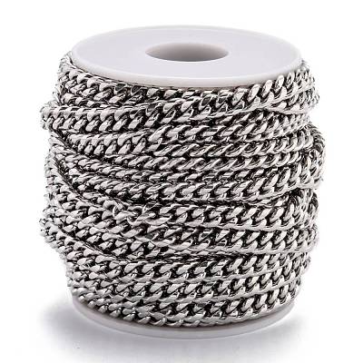Tarnish Resistant 304 Stainless Steel Cuban Link Chain STAS-B019-02A-P-1
