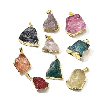 Raw Rough Natural Dyed Quartz Crystal Pendants G-G895-05LG-M-1
