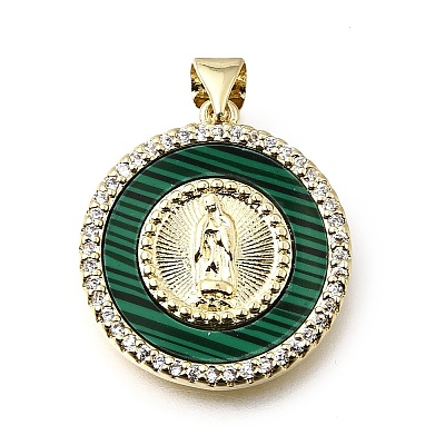 Easter Brass Clear Cubic Zirconia & Acrylic Pendants KK-G602-06G-01-1