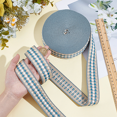 10 Yards Polyester Jacquard Ribbon OCOR-WH0101-187A-1