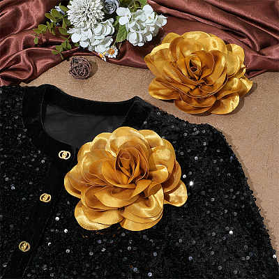 Flower Polyester Brooches JEWB-WH0039-56B-1