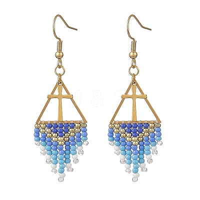 Glass Beads Braided Dangle Earrings EJEW-MZ00786-1