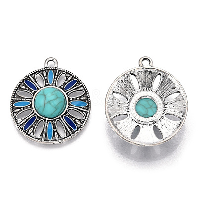 Synthetic Turquoise Pendants PALLOY-TAC0044-52AS-1