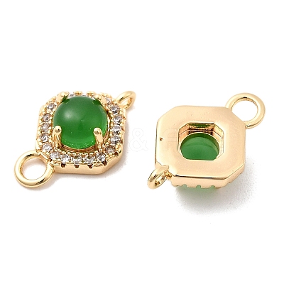 Brass Micro Pave Clear Cubic Zirconia Connector Charms KK-A277-21G-1