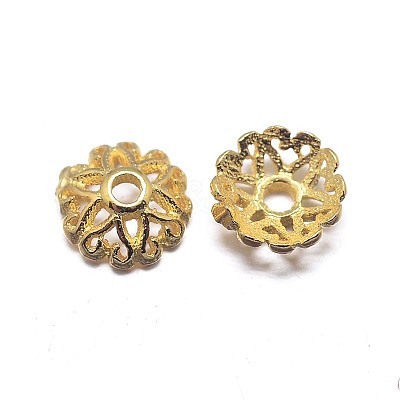Real 18K Gold Plated Multi-Petal 925 Sterling Silver Bead Caps STER-M100-31-1