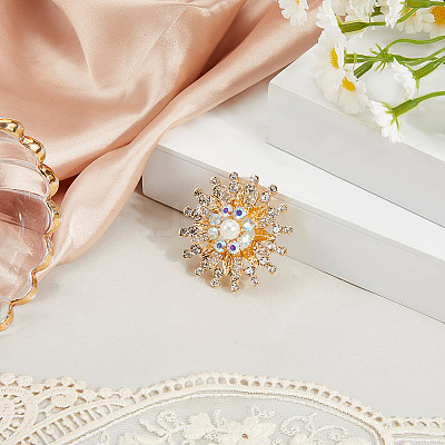 Flower Alloy Rhinestone Brooches for Backpack Clothes JEWB-WH20011-02A-1