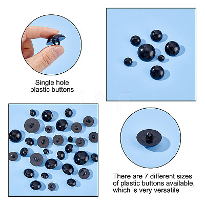 210Pcs 7 Style 1-Hole Plastic Buttons BUTT-AR0001-08-1
