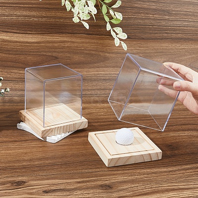 Acrylic Baseball Display Cases with Wooden Base ODIS-WH0081-16-1