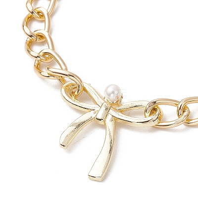 Bowknot Aluminium Twisted Curb Chains Bracelets for Women BJEW-JB11601-01-1