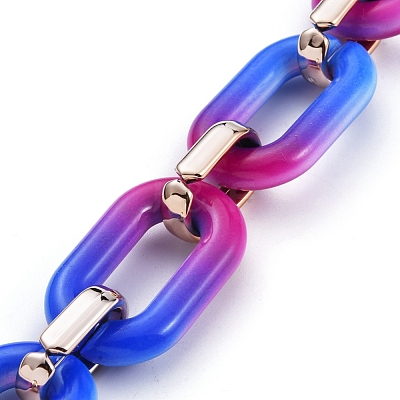 Handmade Two Tone Opaque Acrylic Cable Chains AJEW-JB00635-03-1