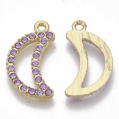 Light Gold Plated Alloy Rhinestone Pendants X-PALLOY-S132-067-1