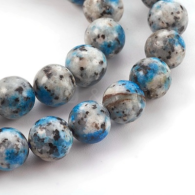 Natural White Jade Imitation K2 Stone/Raindrop Azurite Beads Strands G-B046-08E-1