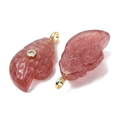 Natural Strawberry Quartz Carved Pendants G-H357-05G-02-1