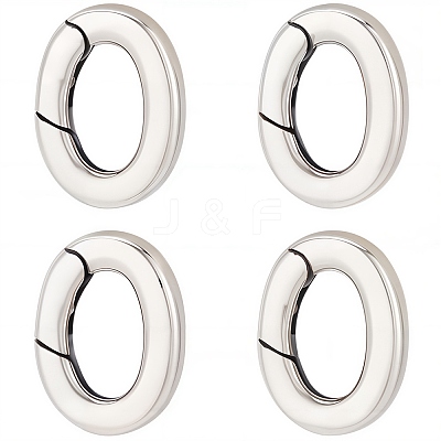 4Pcs 925 Thailand Sterling Silver Spring Gate Rings STER-SC0001-34-1