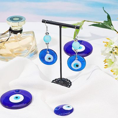 Handmade Evil Eye Lampwork Pendants LAMP-NB0001-15-1